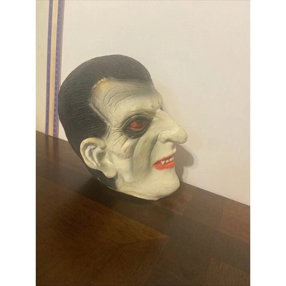Vintage 1980s Halloween Squishy Foam Dracula Vampire Head Table Decor Prop 7